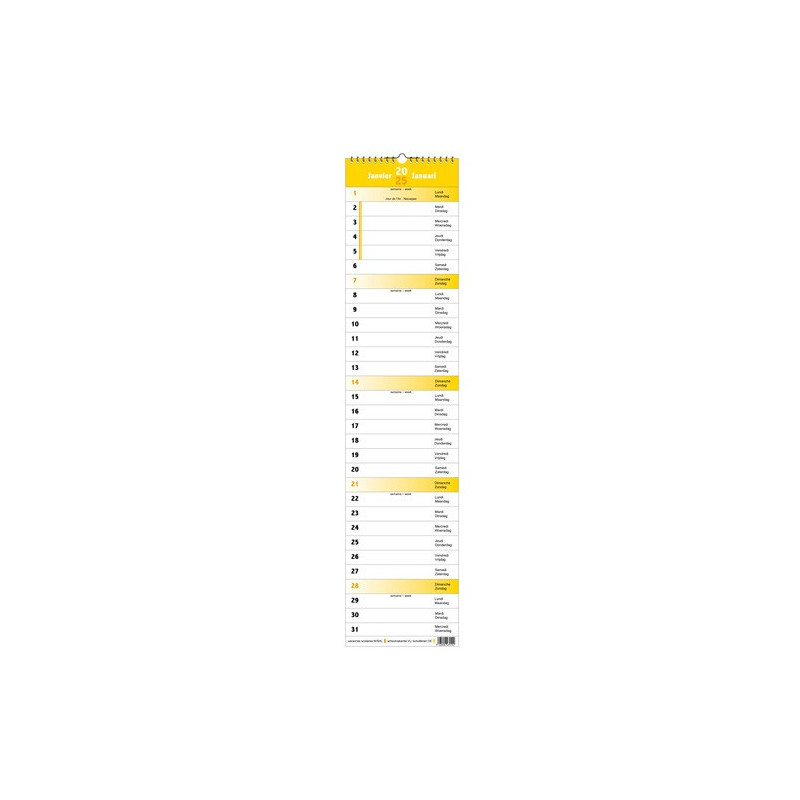 CALENDRIER LANGUETTE 16X71CM