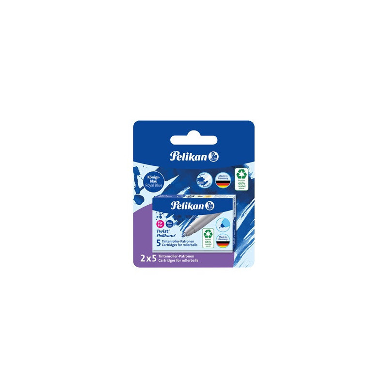 CARTOUCHE ENCRE PELIKAN ROLLER BLEU 2X5PCS BLISTER (400191595)