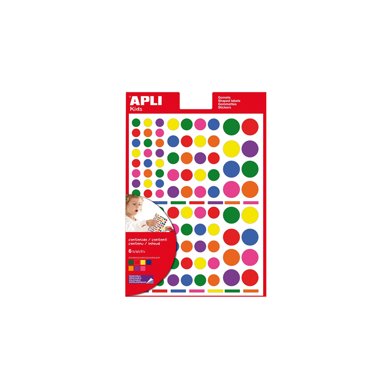 AUTOCOLLANT APLI GOMMETTES CERCLES 624PCS