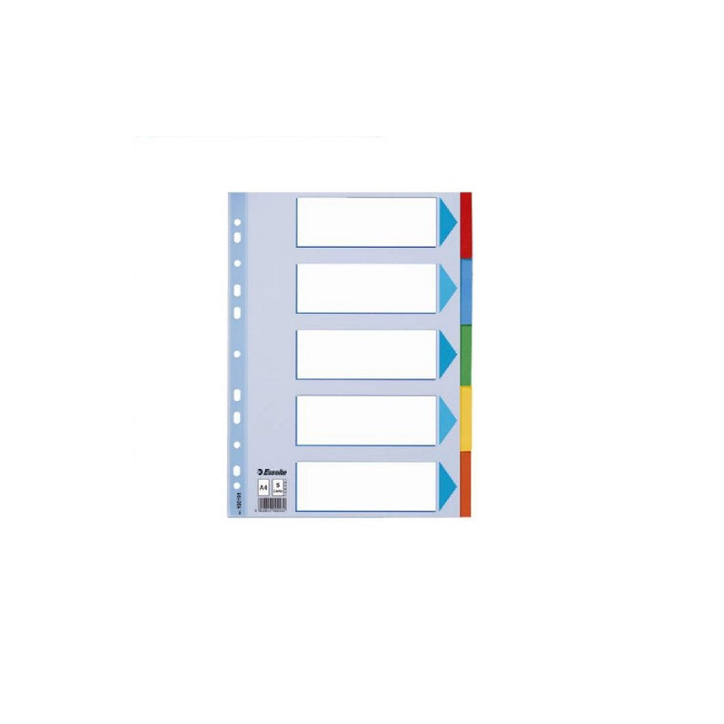 INTERCAL. A4 NEUTRES CART. 5 ONGLETS COUL. ESSELTE