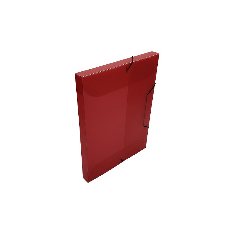BOXE CLASSEM. A4 25MM TRANSP. ROUGE +ELAST.