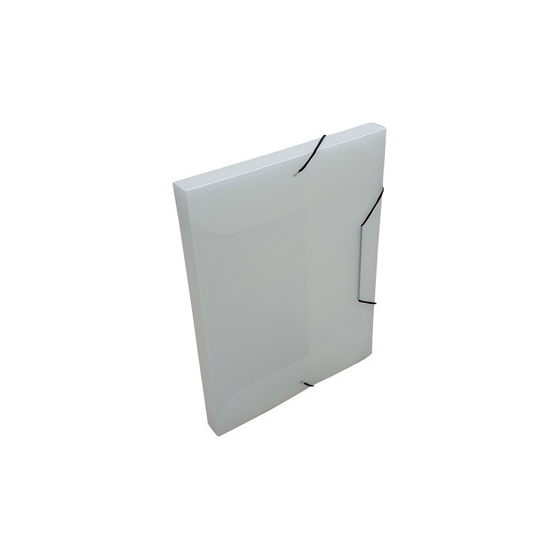 BOXE CLASSEM. A4 25MM TRANSP. BLANC +ELAST.