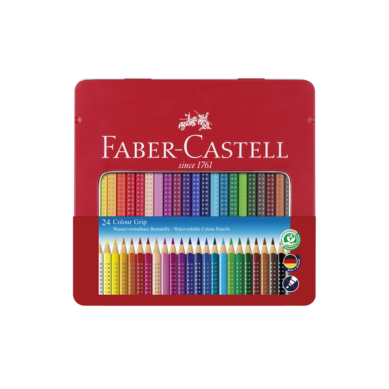 CRAYON COUL. FABER GRIP 24PCS BOITE MET.