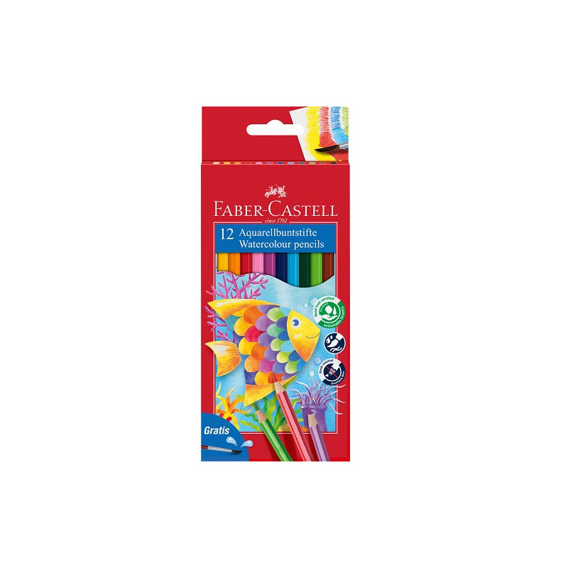 CRAYON COUL. FABER AQUARELLE 12PCS +PINCEAU