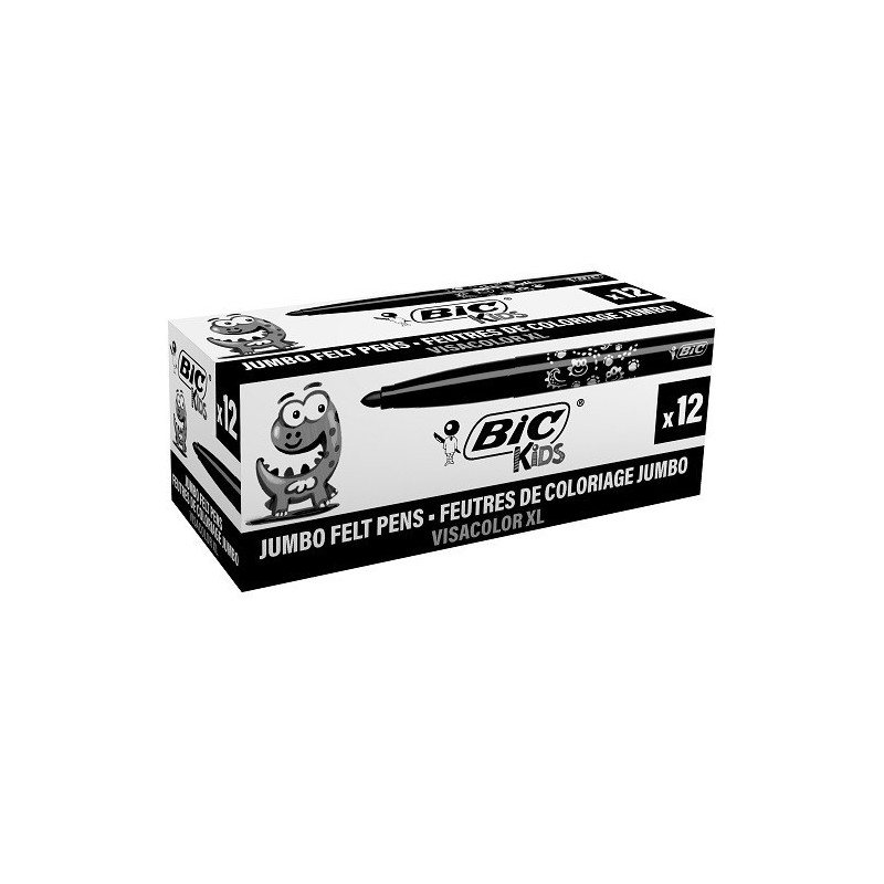 FEUTRE ECO.BIC VISACOLOR XL NOIR 12PCS