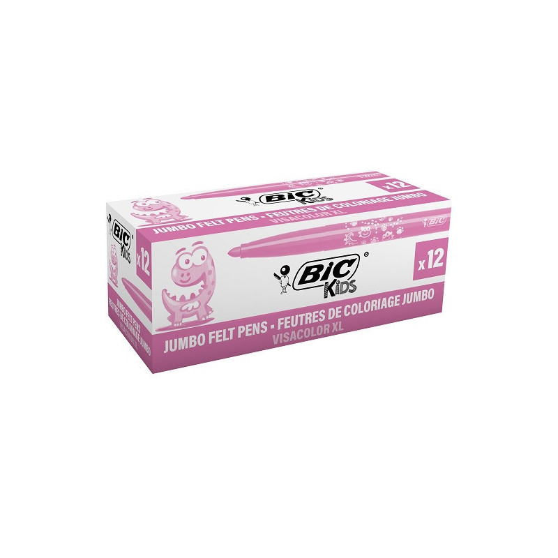 FEUTRE ECO.BIC VISACOLOR XL ROSE 12PCS