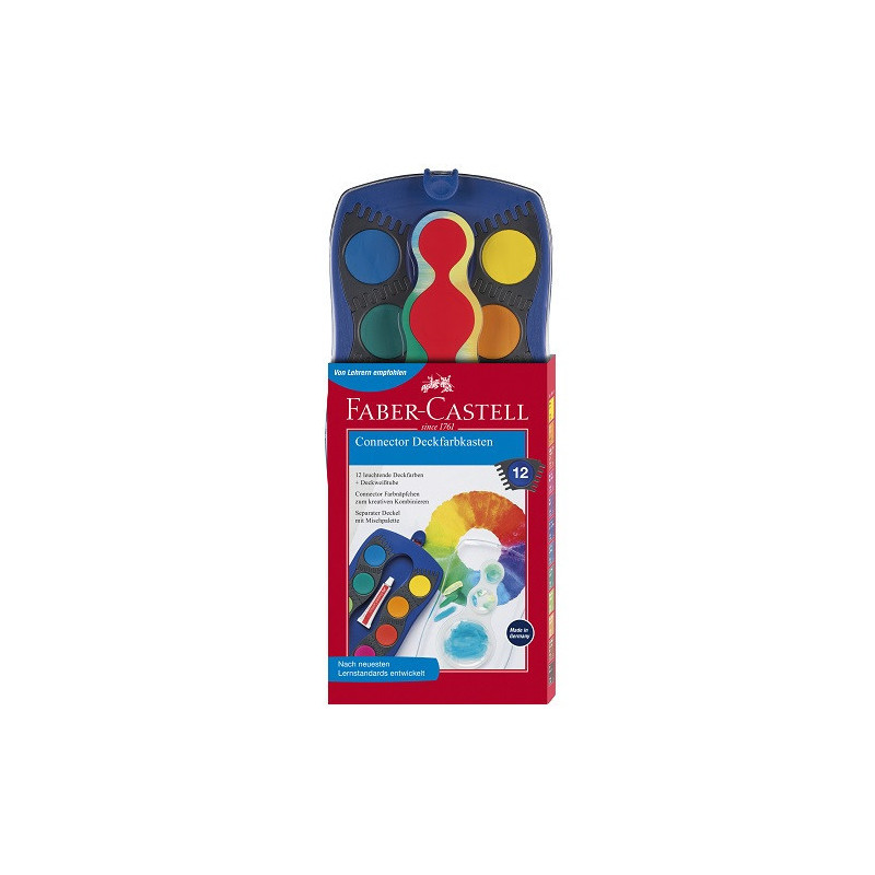 GOUACHE FABER CONNECTOR 12 PASTILLES BLEU