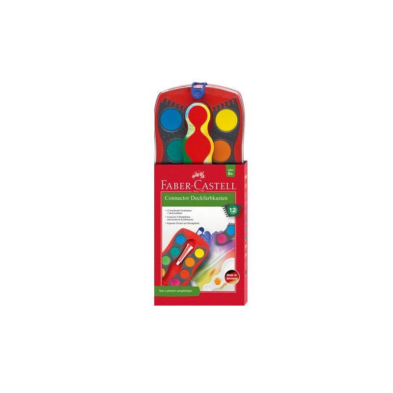 GOUACHE FABER CONNECTOR 12 PASTILLES ROUGE