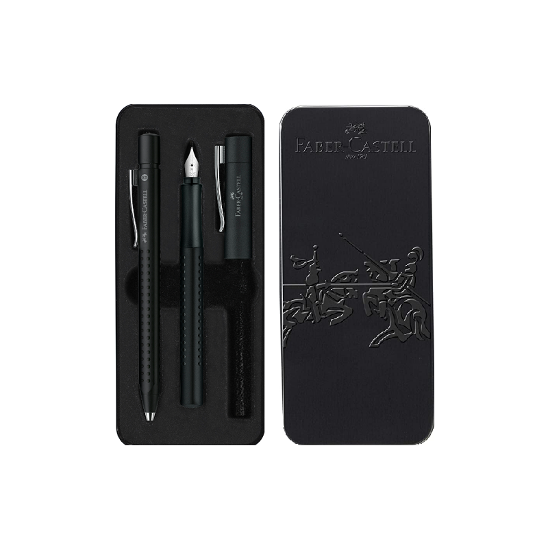 COFFRET CADEAU FABER STYLO BILLE + STYLO PLUME M NOIR