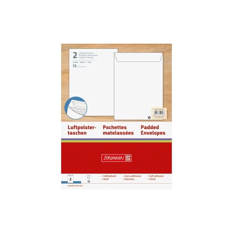 ENVEL.BULLE 170X225MM BLANC STRIP 2PCS BRUNNEN