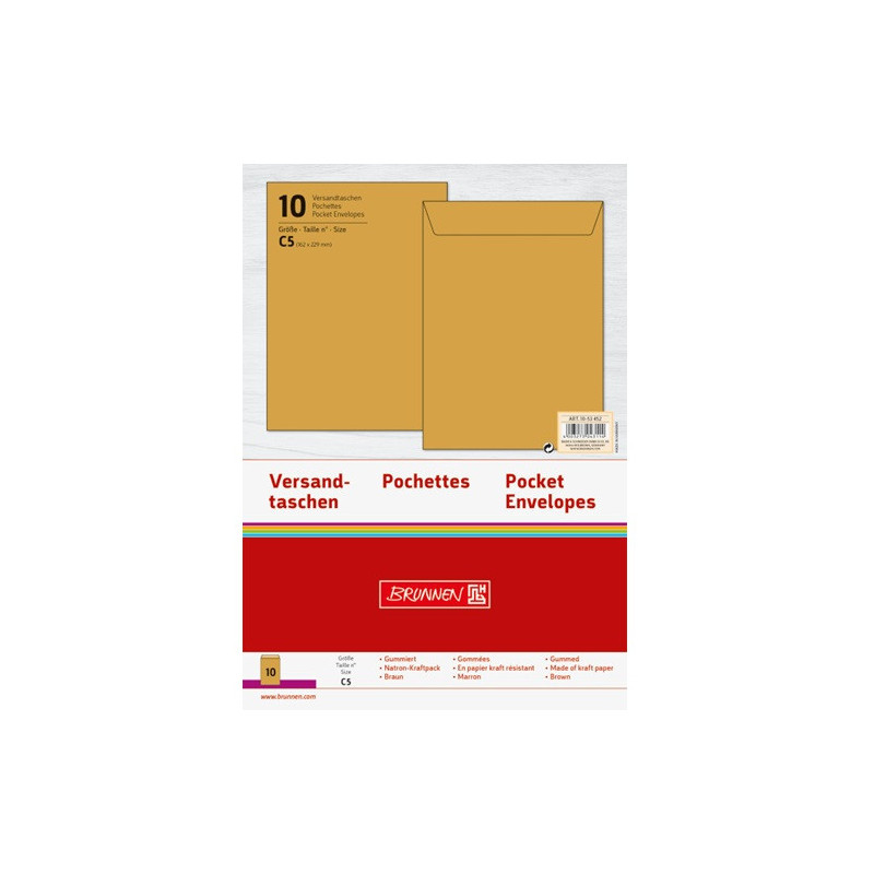 ENVEL.SAC 162X229MM BRUN GOMM. 10PCS BRUNNEN (C5)