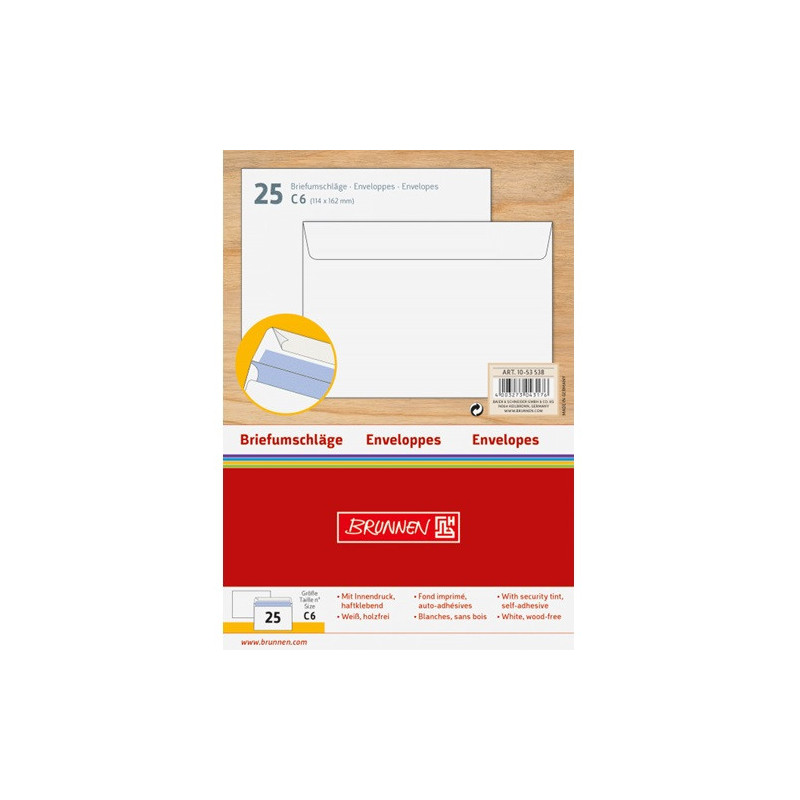 ENVEL.ADM 114X162MM BLANC STRIP 25PCS BRUNNEN (C6)