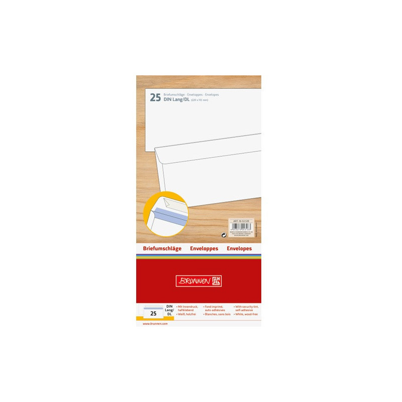 ENVEL.ADM. 110X220MM BLANC STRIP 25PCS BRUNNEN (DL)