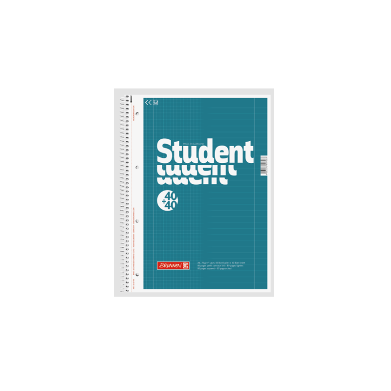 CAHIER BRUNNEN A4 80FLS DUO QUAD.+LIGNE