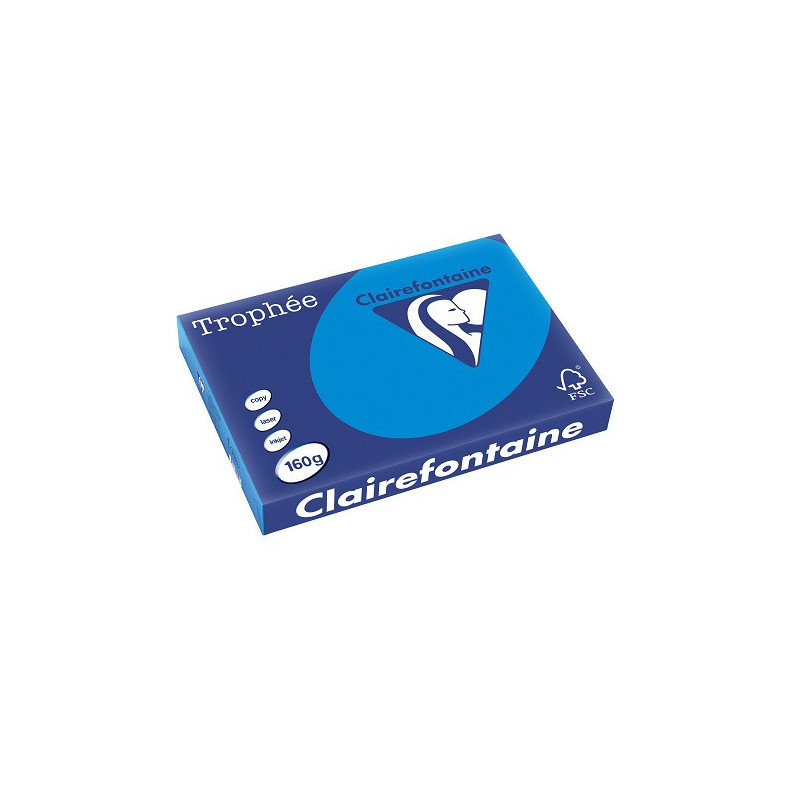 PAPIER REPRO CLAIREF. TROPHEE A3 160G BLEU TURQUOISE 250FLS