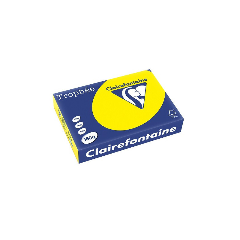PAPIER REPRO CLAIREF. TROPHEE A4 160G JAUNE SOLEIL 250FLS