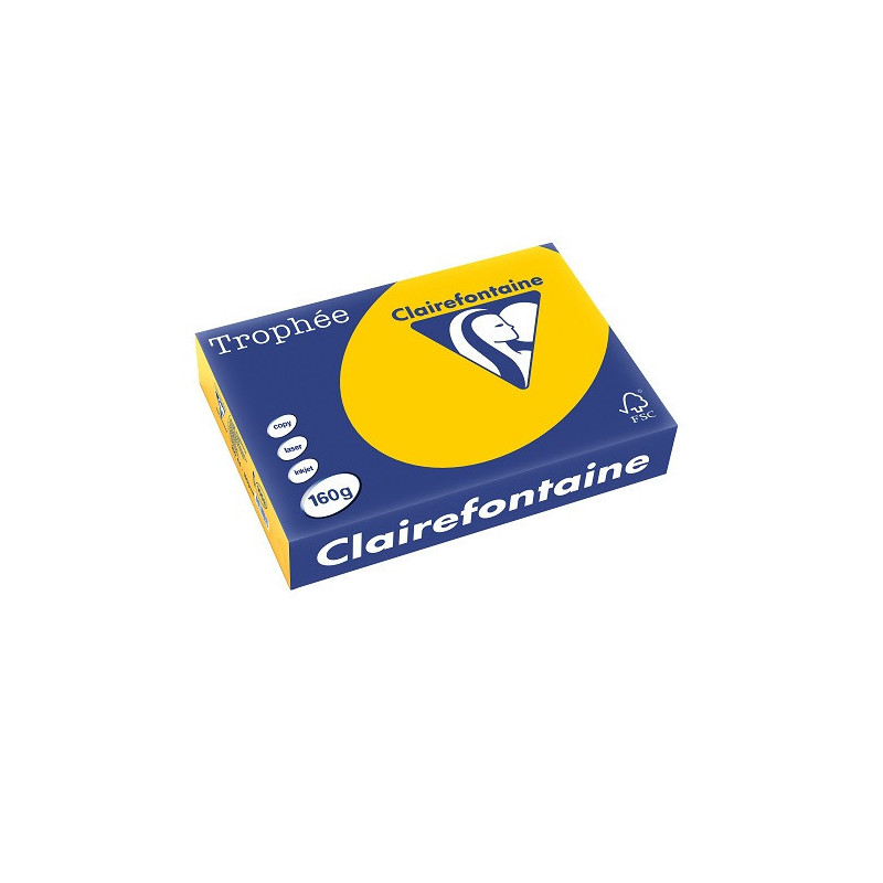 PAPIER REPRO CLAIREF. TROPHEE A4 160G JAUNE TOURNESOL 250FLS