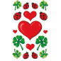 AUTOCOLLANT BSB DECO-STICKER COEURS,COCCINELLES & TREFLES