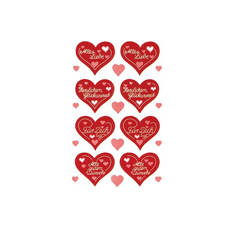 AUTOCOLLANT BSB DECO-STICKER COEURS A TEXTES DIVERS