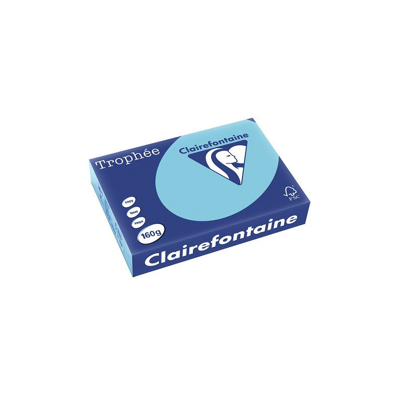 PAPIER REPRO CLAIREF. TROPHEE A4 160G BLEU ALIZEE 250FLS