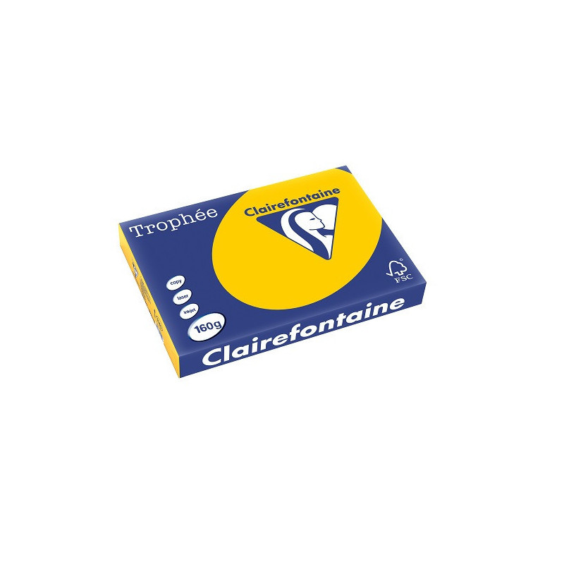 PAPIER REPRO CLAIREF. TROPHEE A3 160G JAUNE TOURNESOL 250FLS