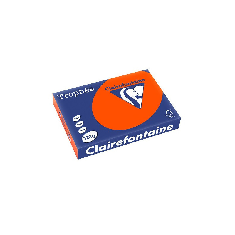PAPIER REPRO CLAIREF. TROPHEE A4 120G ROUGE CARDINAL 250FLS