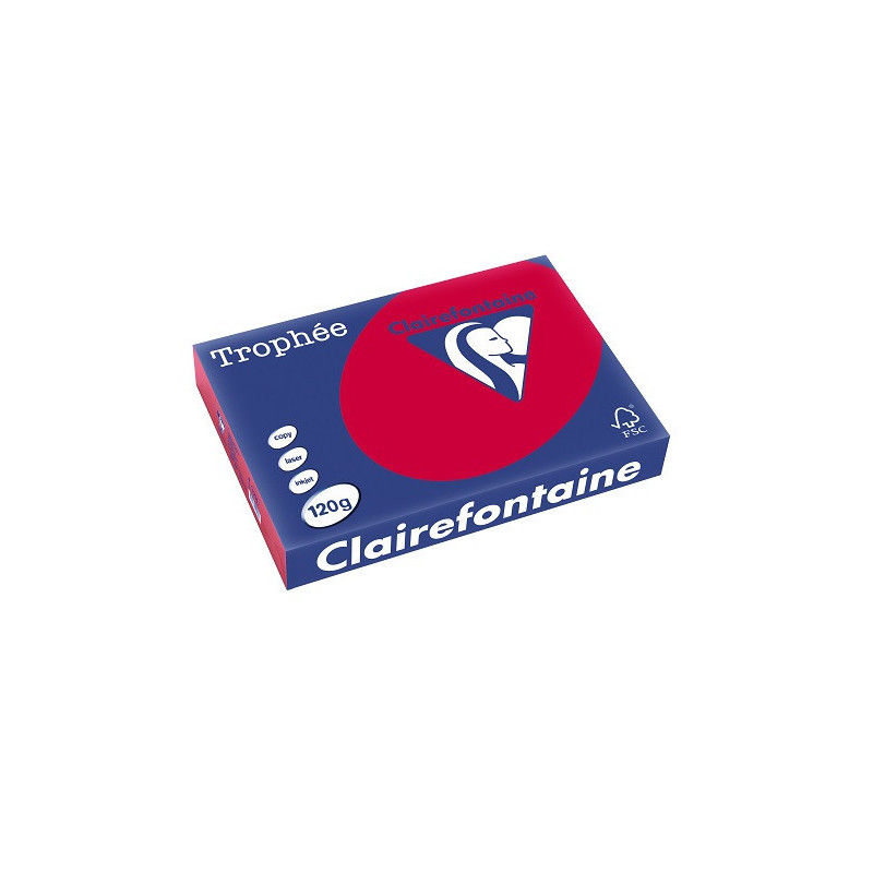PAPIER REPRO CLAIREF. TROPHEE A4 120G ROUGE GROSEILLE 250FLS