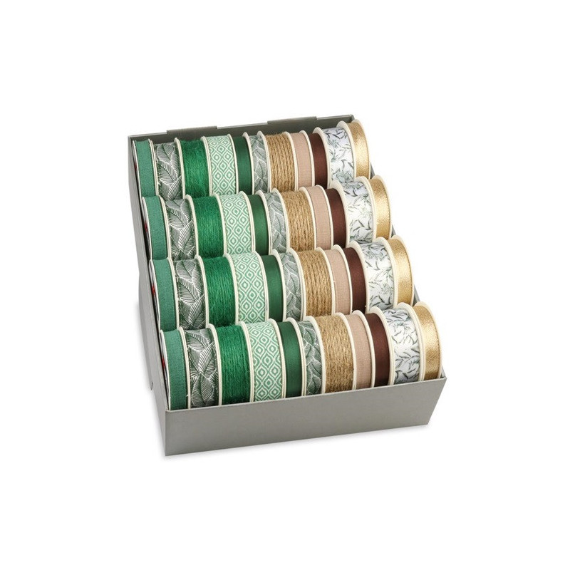 RUBAN CADEAU PATTBERG BOBINE VINTAGE GREEN ASS.