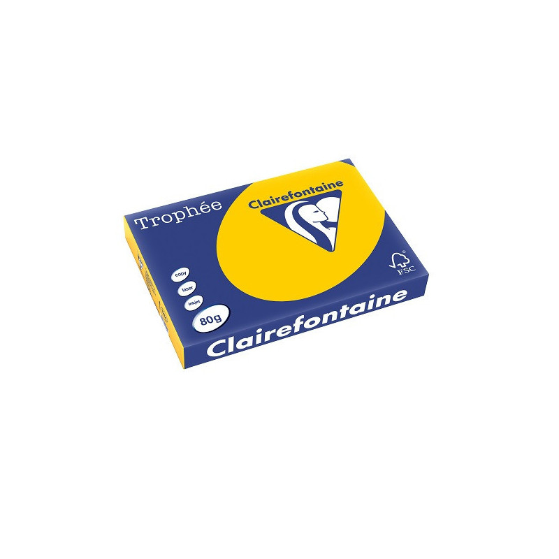 PAPIER REPRO CLAIREF. TROPHEE A3 80G JAUNE TOURNESOL 500FLS