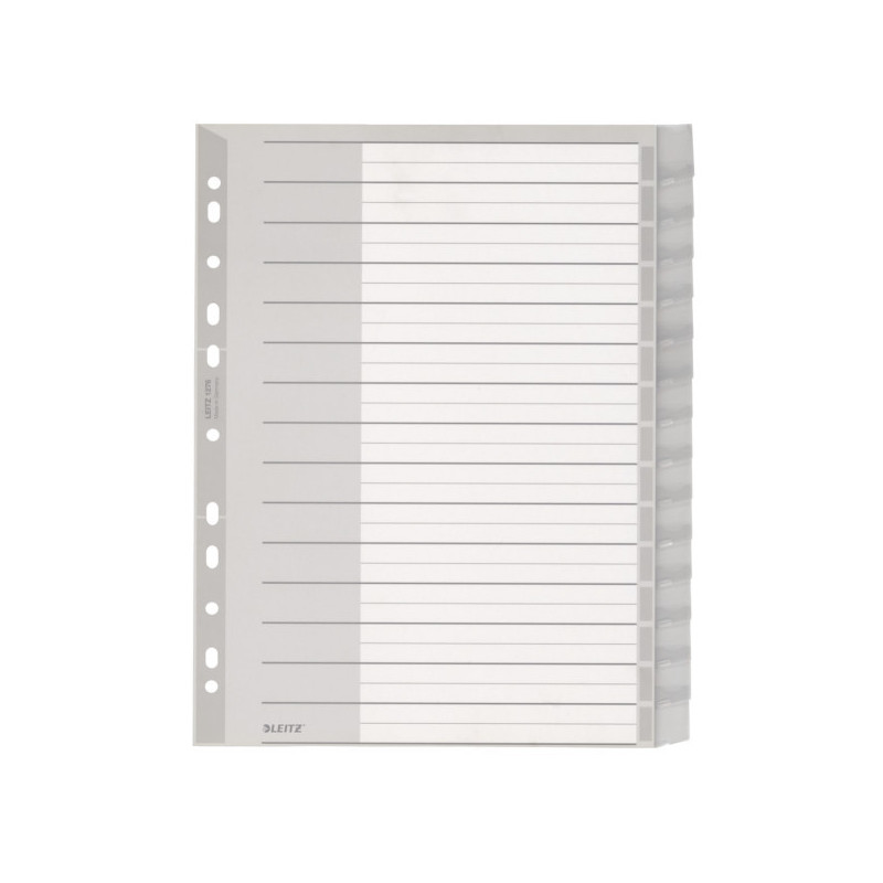 INTERCAL. A4 NEUTRES PLAST. 15 ONGLETS GRIS LEITZ