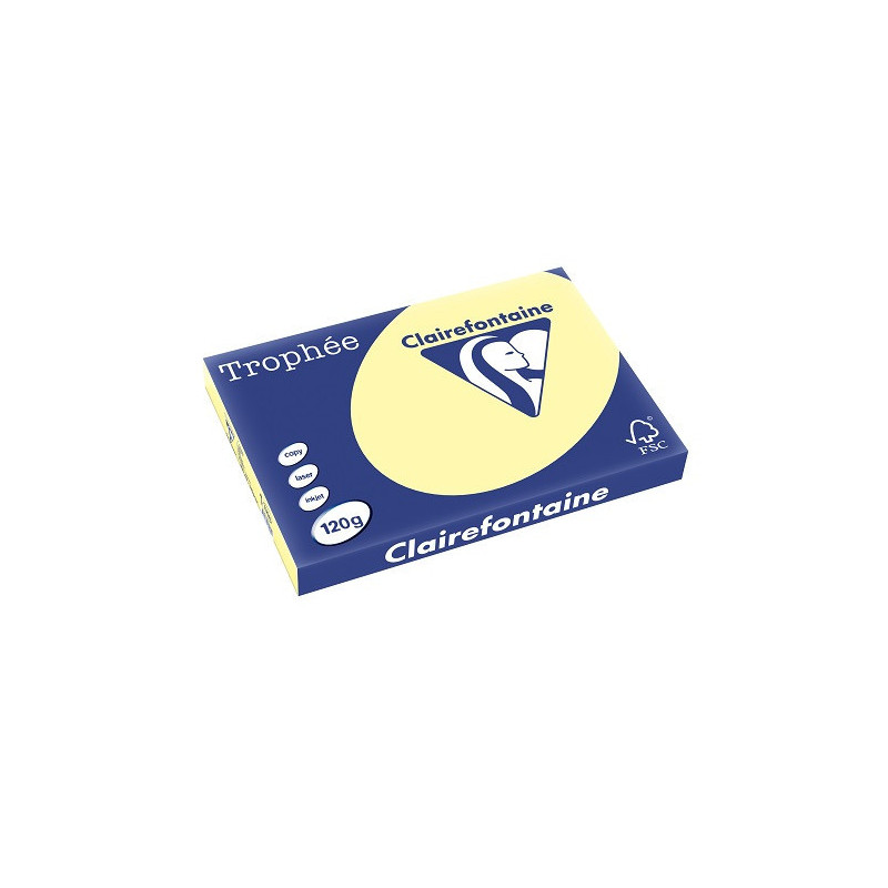 PAPIER REPRO CLAIREF. TROPHEE A3 120G JAUNE CANARI 250FLS