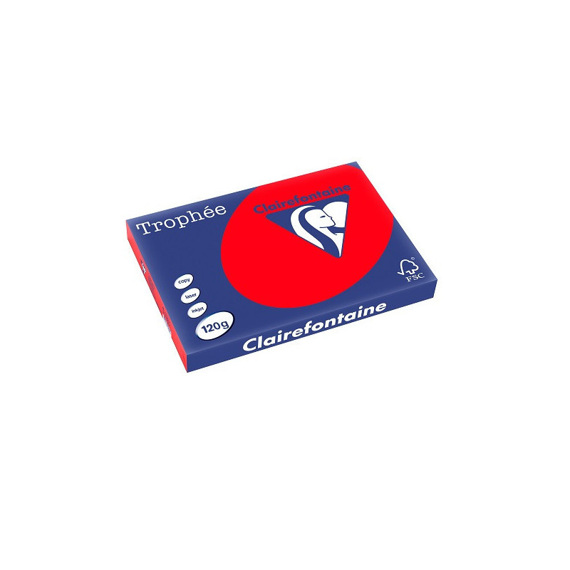 PAPIER REPRO CLAIREF. TROPHEE A3 120G ROUGE CORAIL 250FLS