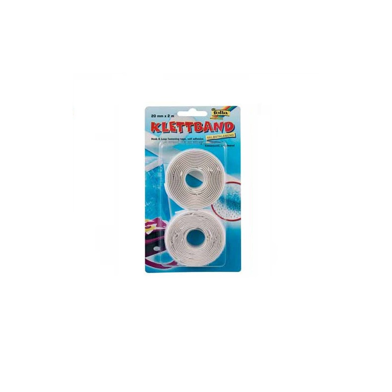 RUBAN VELCRO BLANC AUTOCOLLANT 20MMX2M BLISTER 2 PIECES