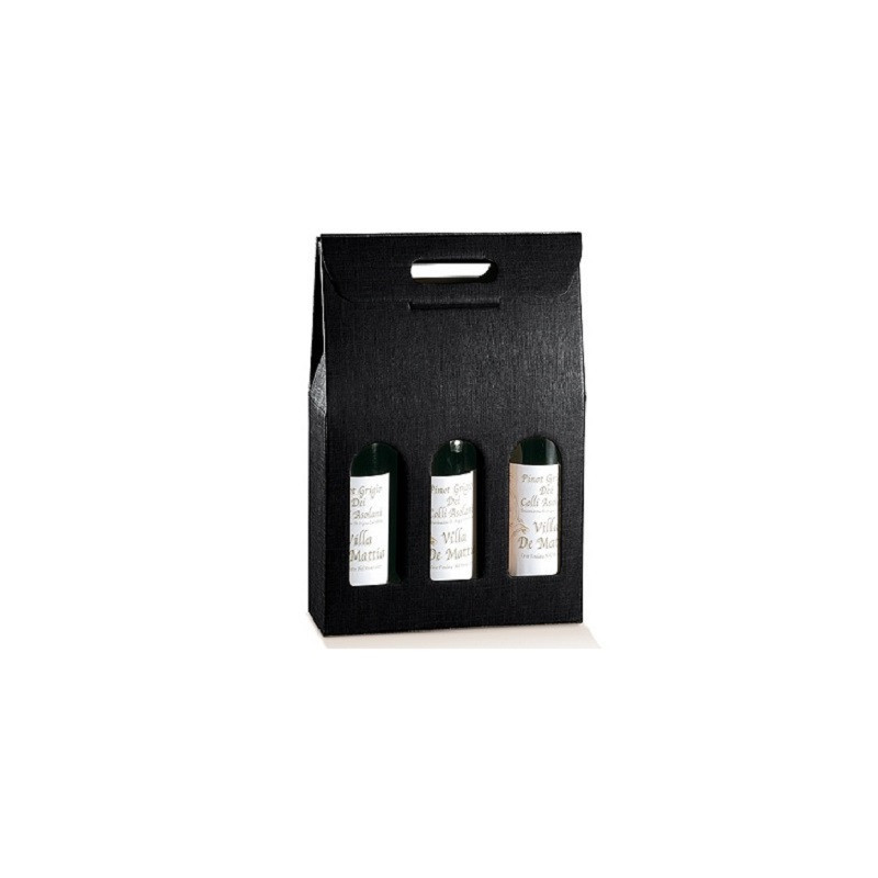BOITE 3 BOUTEILLES 27X9X38CM NOIR ( 17123)
