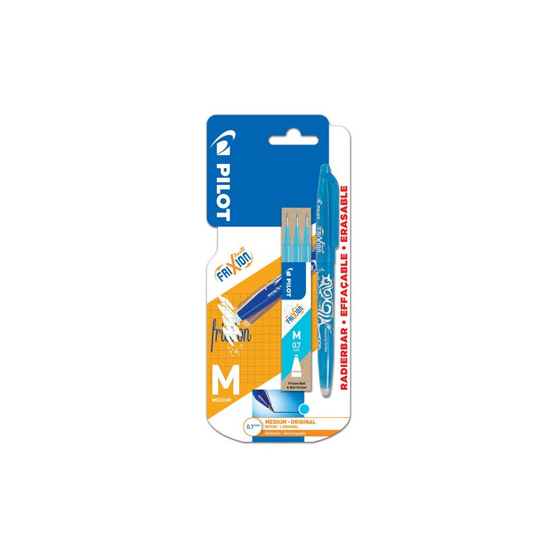 ROLLER PILOT FRIXION BALL CAP. 0,7 BLEU CLAIR +3RECHARGES BLISTER