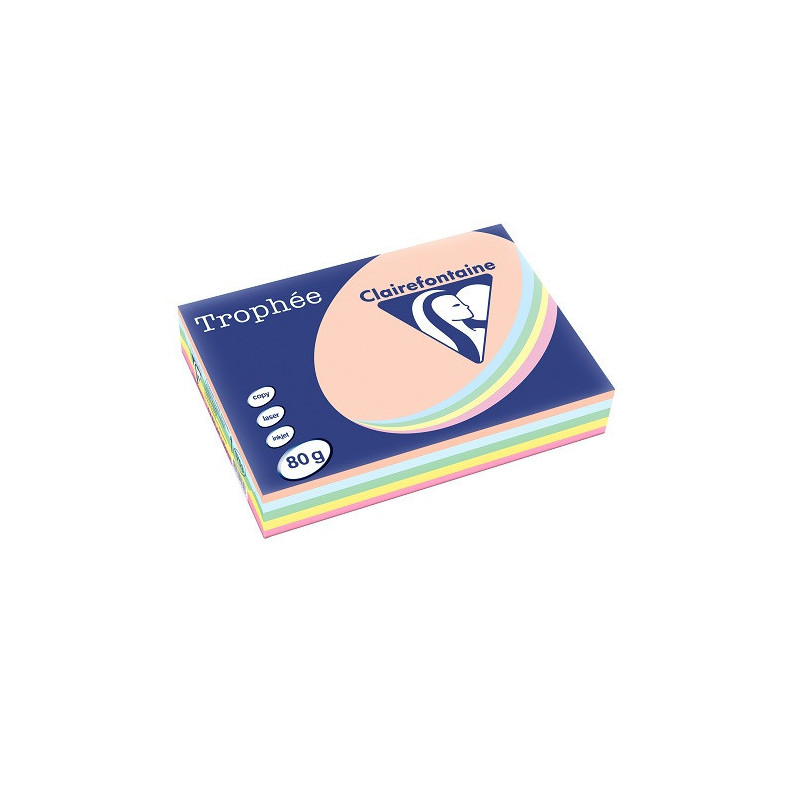 PAPIER REPRO CLAIREF. TROPHEE A4 80G COUL. PASTEL ASS. 500FLS