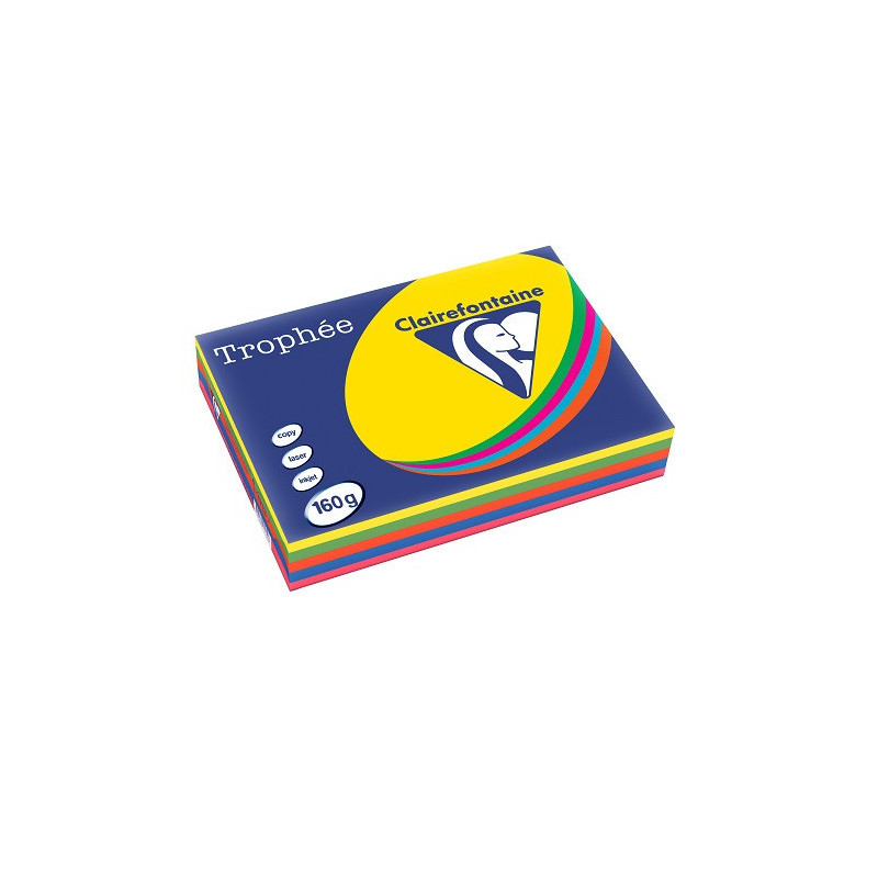 PAPIER REPRO CLAIREF. TROPHEE A4 160G COUL.INTENSE ASS. 250FLS