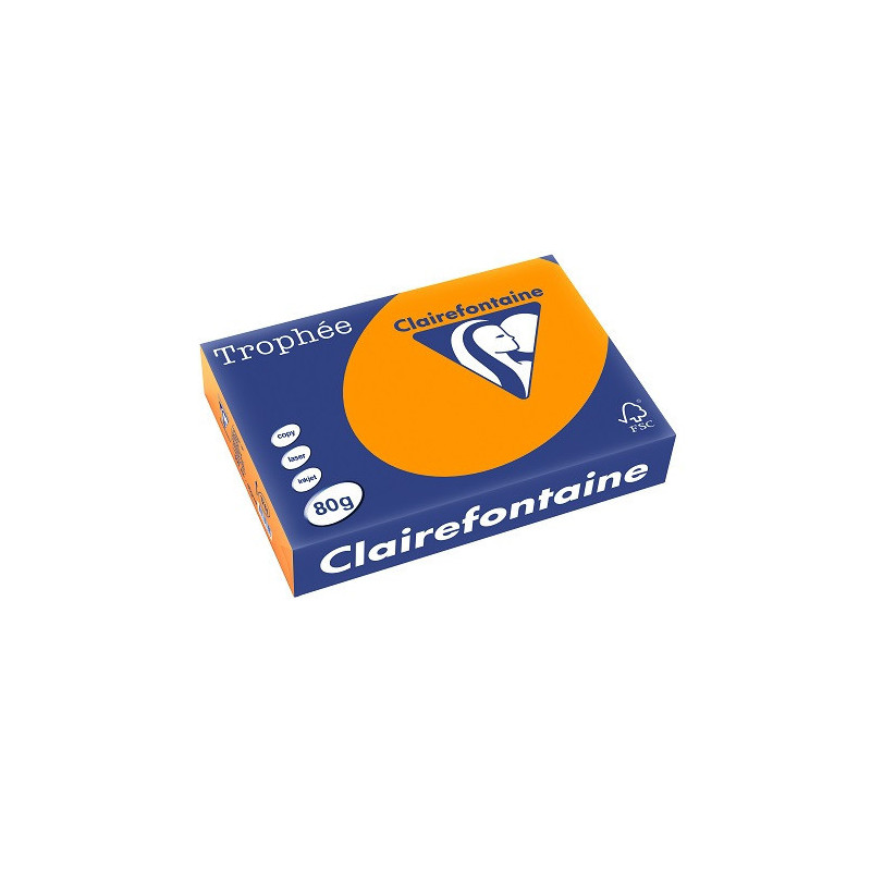 PAPIER REPRO CLAIREF. TROPHEE A4 80G ORANGE VIF 500FLS