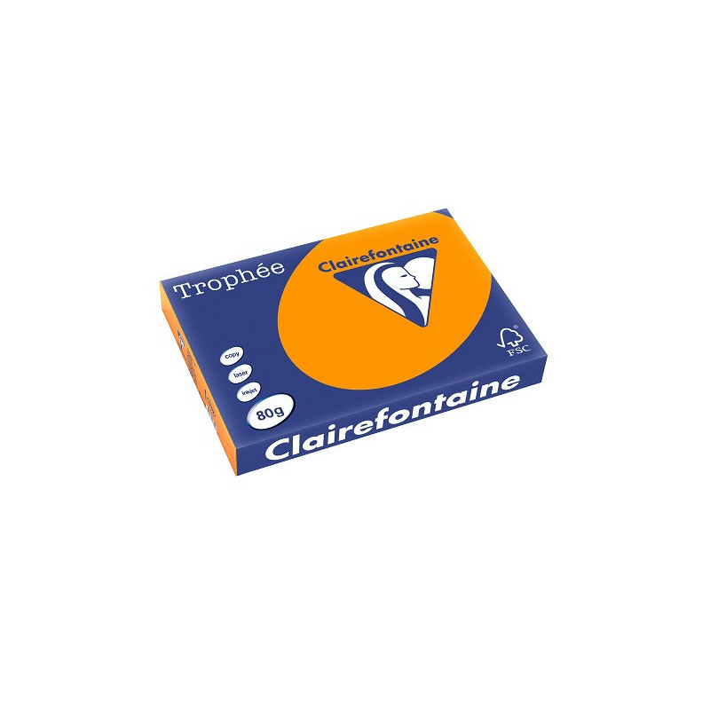PAPIER REPRO CLAIREF. TROPHEE A3 80G ORANGE VIF 500FLS
