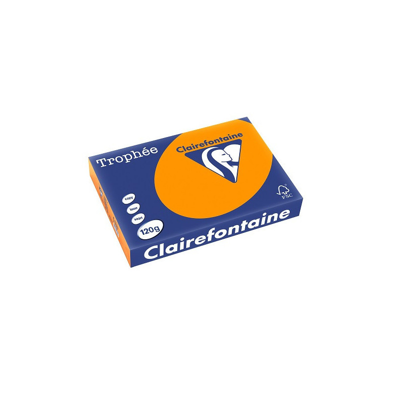PAPIER REPRO CLAIREF. TROPHEE A4 120G ORANGE VIF 250FLS