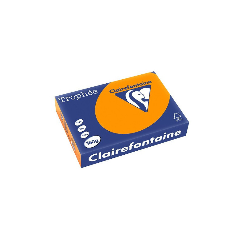 PAPIER REPRO CLAIREF. TROPHEE A4 160G ORANGE VIF 250FLS
