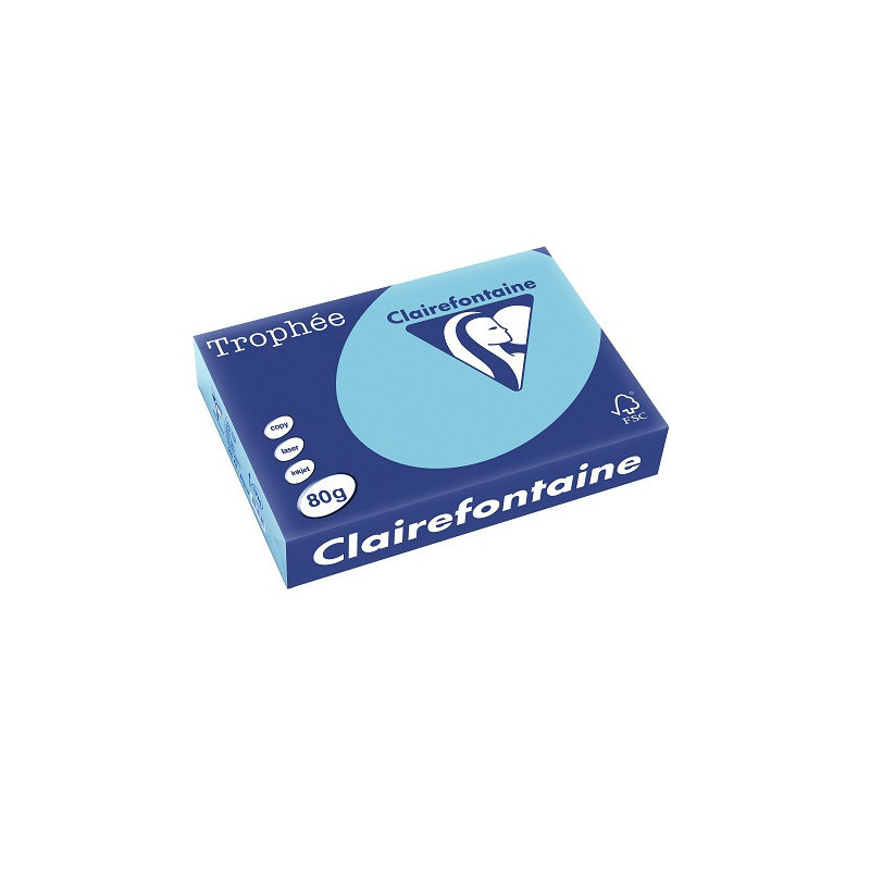 PAPIER REPRO CLAIREF. TROPHEE A4 80G BLEU ALIZEE 500FLS