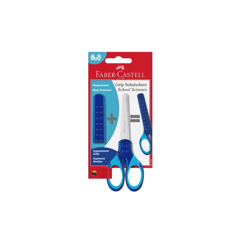 CISEAUX ENFANTS FABER 14CM DROIT.& GAUCH. BLEU