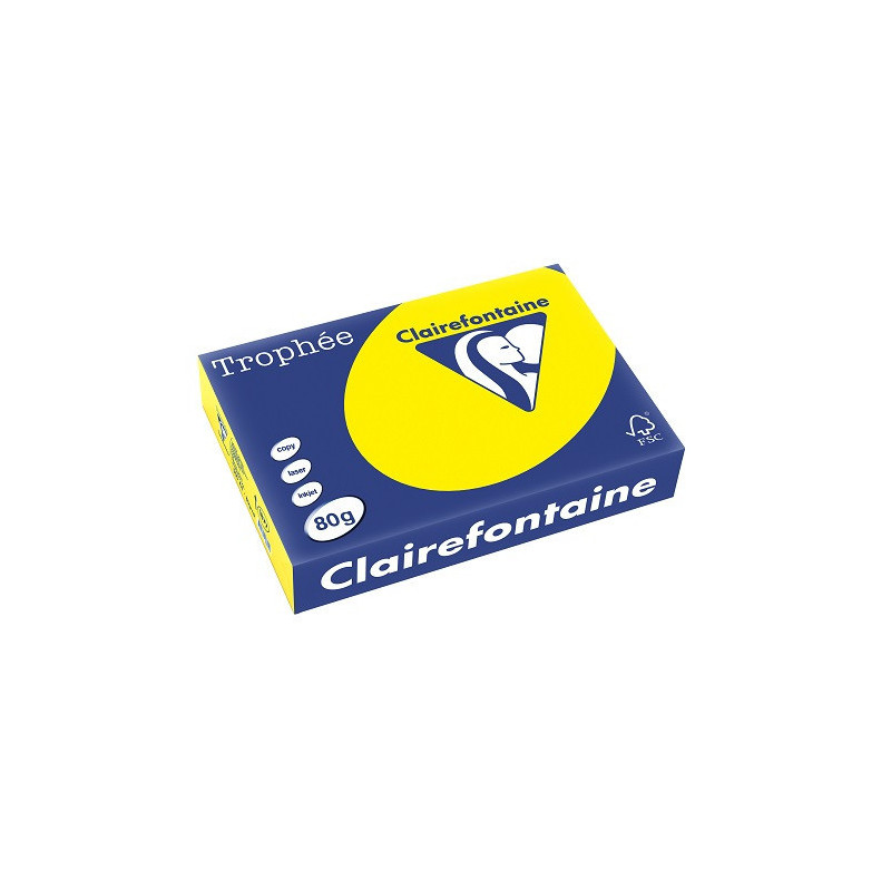 PAPIER REPRO CLAIREF. TROPHEE A4 80G JAUNE SOLEIL 500FLS