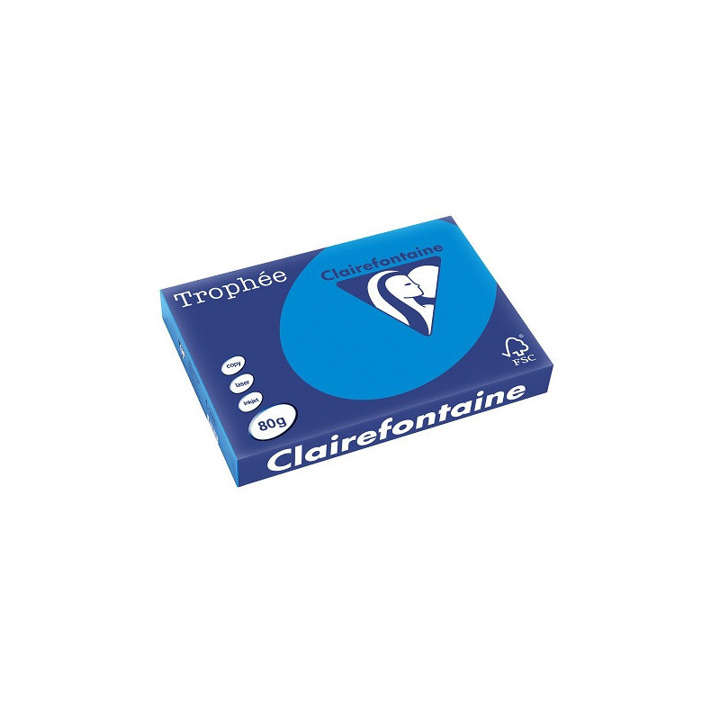 PAPIER REPRO CLAIREF. TROPHEE A3 80G BLEU TURQUOISE 500FLS