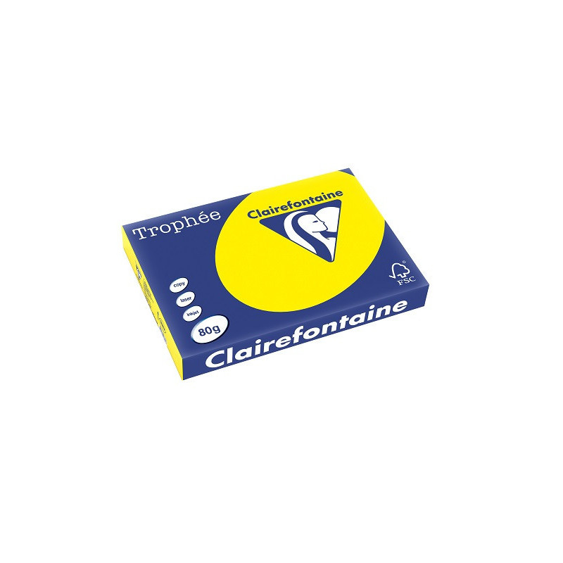 PAPIER REPRO CLAIREF. TROPHEE A3 80G JAUNE SOLEIL 500FLS