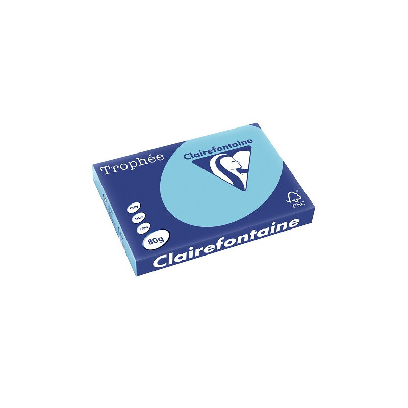 PAPIER REPRO CLAIREF. TROPHEE A3 80G BLEU ALIZEE 500FLS