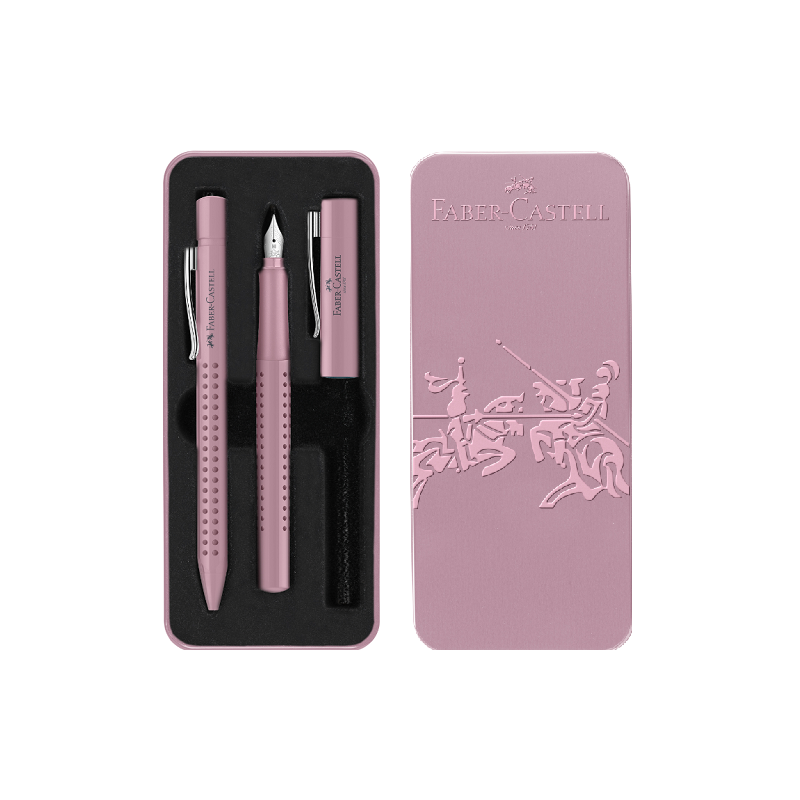 COFFRET CADEAU FABER STYLO BILLE + STYLO PLUME M ROSE