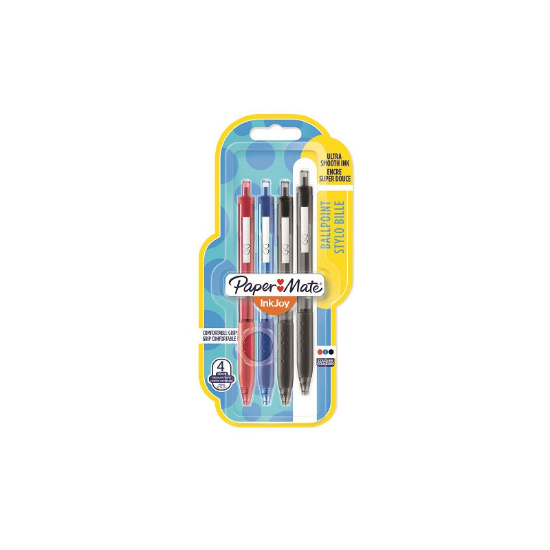 STYLO BILLE PAPERM. INKJOY 300 ASS. MEDIUM 4PCS BLISTER