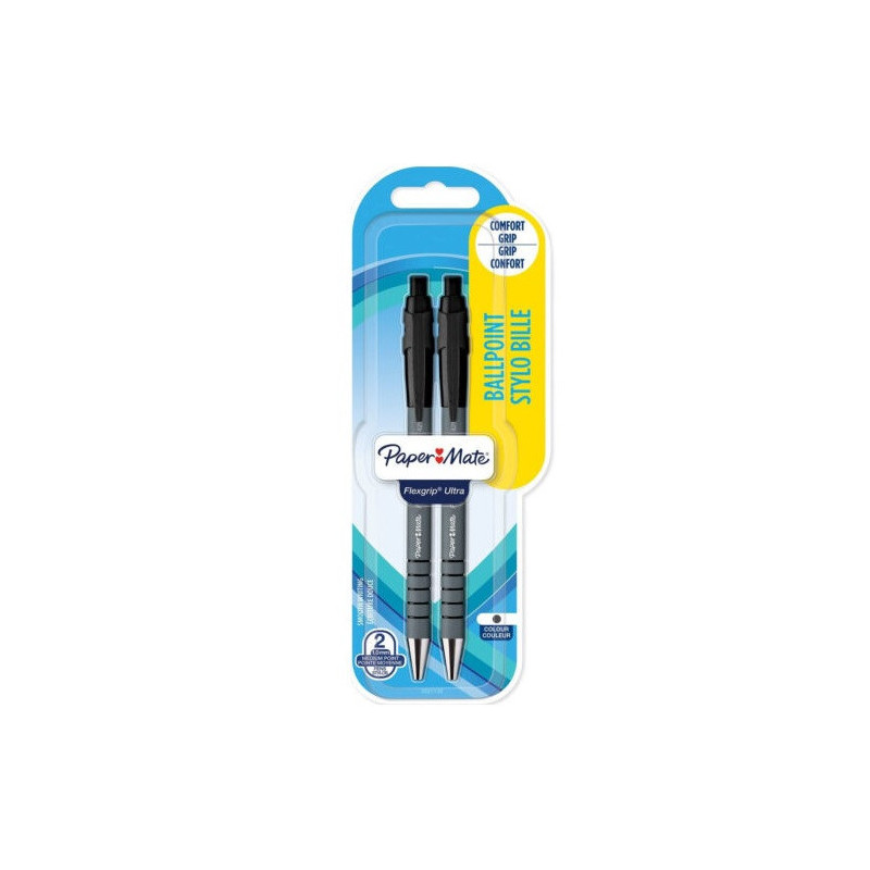 STYLO BILLE PAPERM. FLEX. M NOIR 2PCS BLISTER